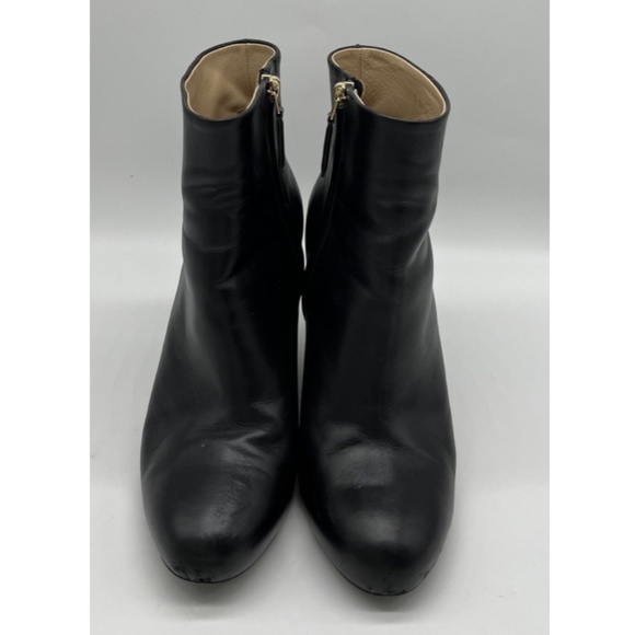 Chanel Black Leather Ankle Wedge Bootie w/ Gold-Tone Bottom + CC Logo sz 40 - Picture 2 of 10
